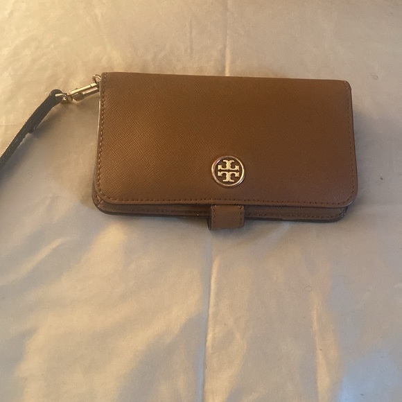 Tory Burch brown leather wristlet.Gently used. - Picture 2 of 9